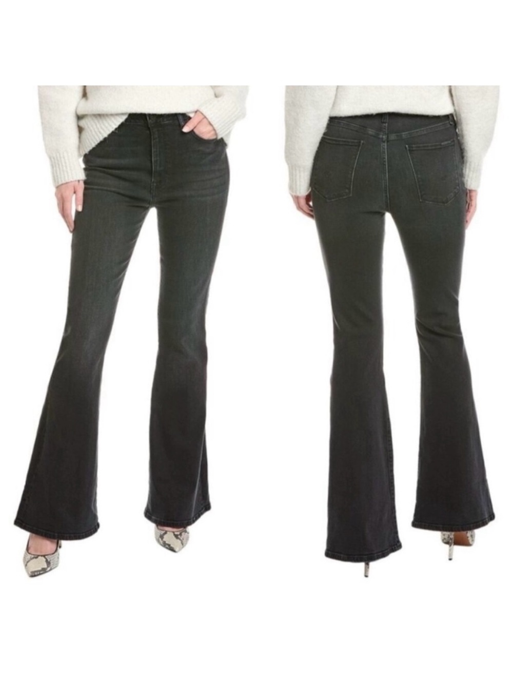 Hudson Heidi Scout Flare Denim Jeans Faded Black High Rise Stretch Size 31